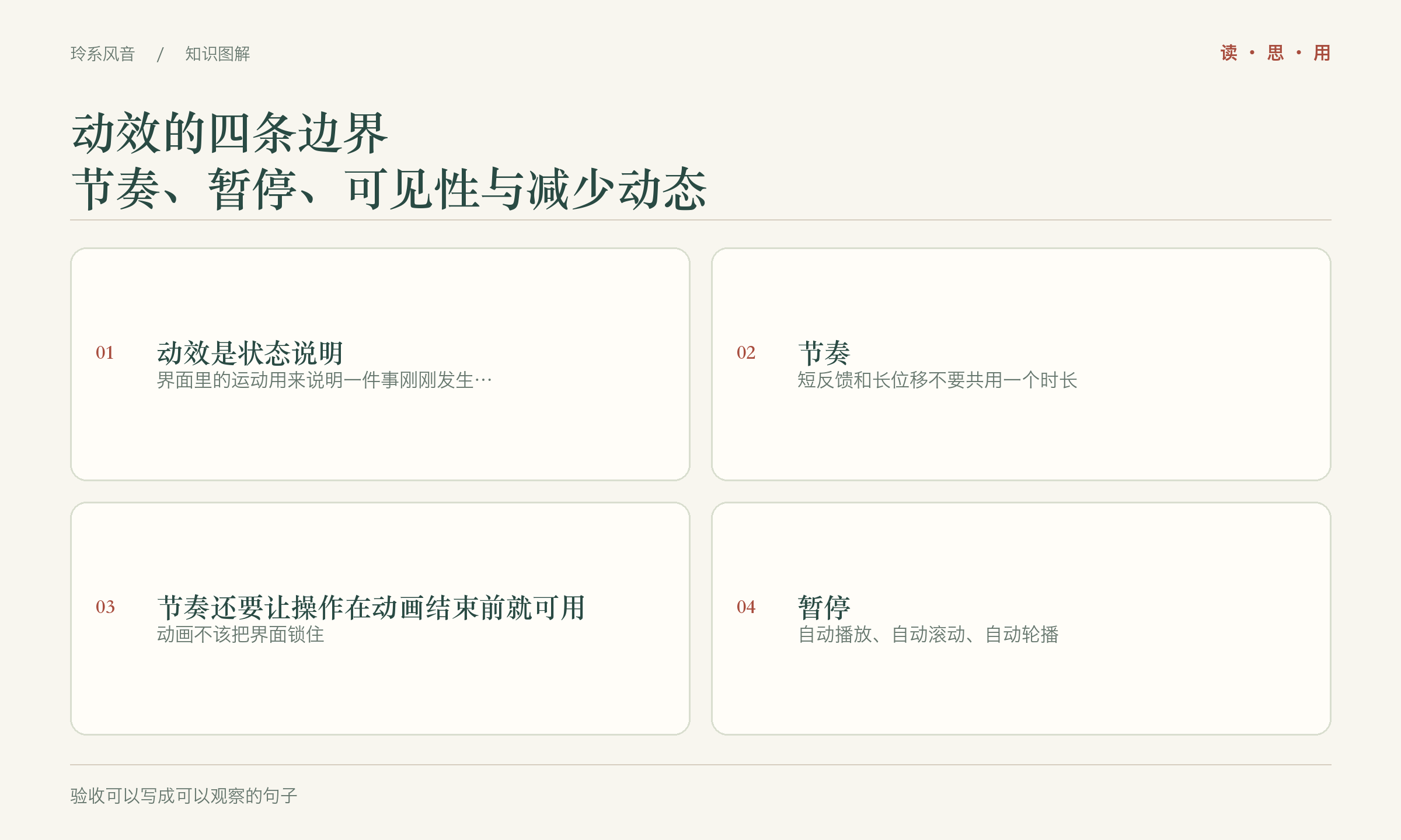 动效的四条边界,节奏、暂停、可见性与减少动态